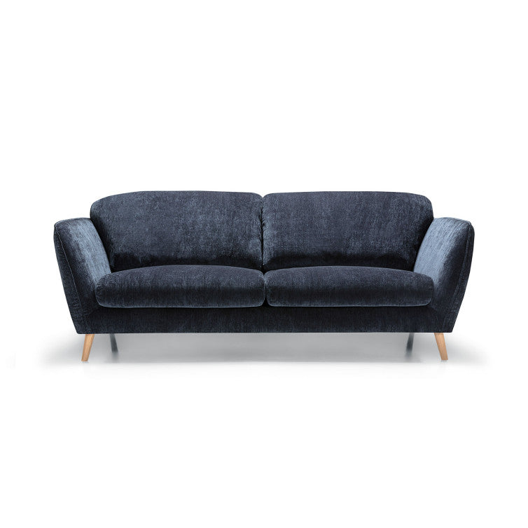 Canapé Stella en velours chenillé avec pieds bois – Dark Blue n°9AT – Canapé 2 places