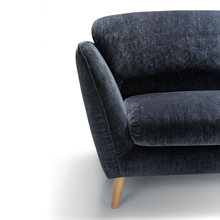 Canapé Stella en velours chenillé avec pieds bois – Dark Blue n°9AT – Canapé 2 places