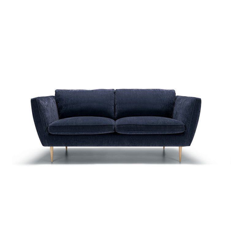 Canapé en velours chenillé Teddy avec pieds bois – Dark Blue n°9AT – Canapé 2 places