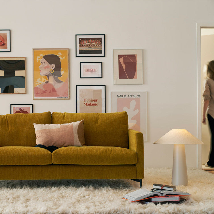 Canapé en velours côtelé Impulse avec pieds métal – Mustard n°1MO – Canapé 2,5 places