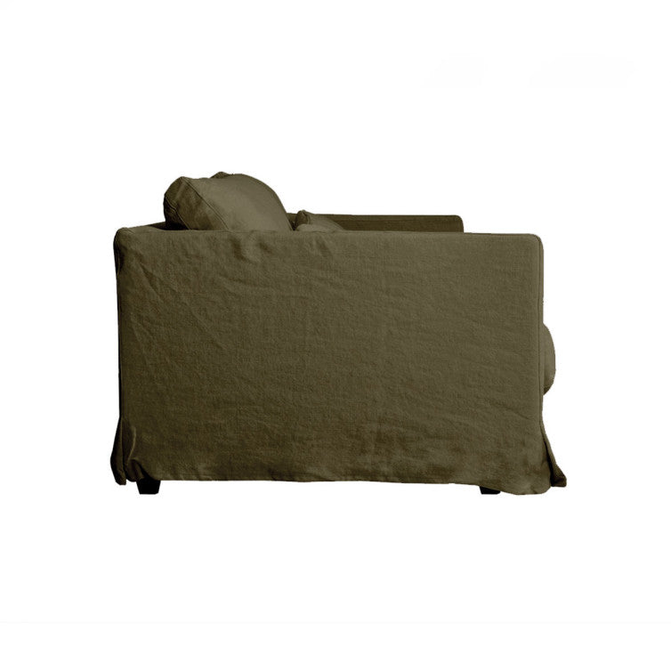 Canapé pur lin Heaven avec jupette – Olive n°4LIN – Canapé 3 places