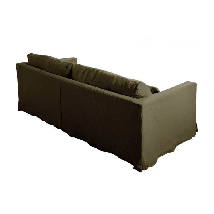 Canapé pur lin Heaven avec jupette – Olive n°4LIN – Canapé 3 places