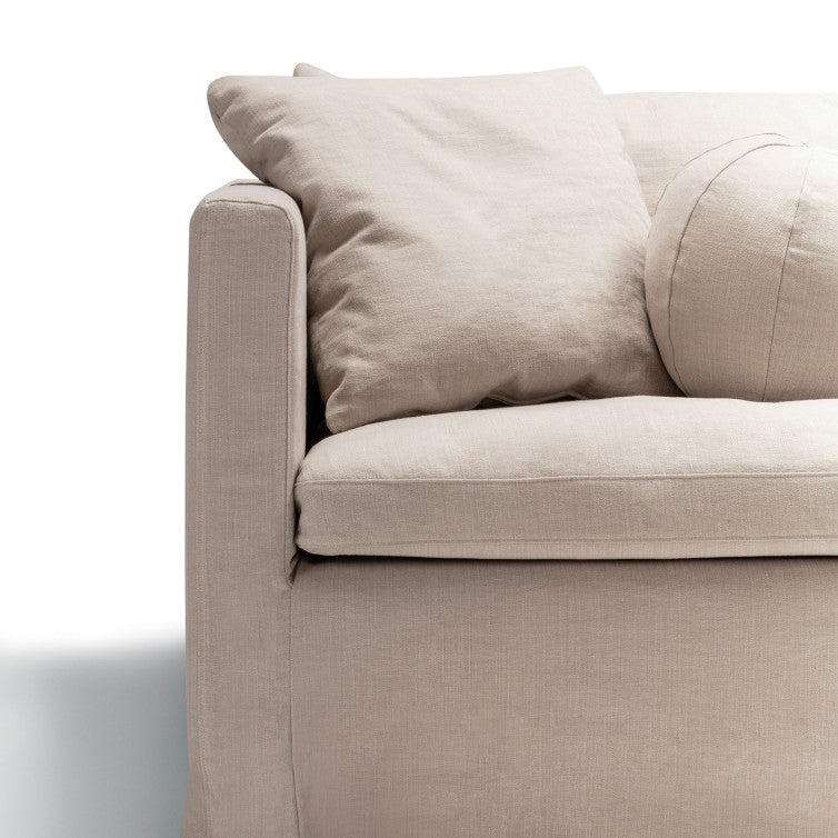 Canapé tissu naturel coton/lin Lill avec jupette – Light Beige n°3790CAL – Canapé 3 places