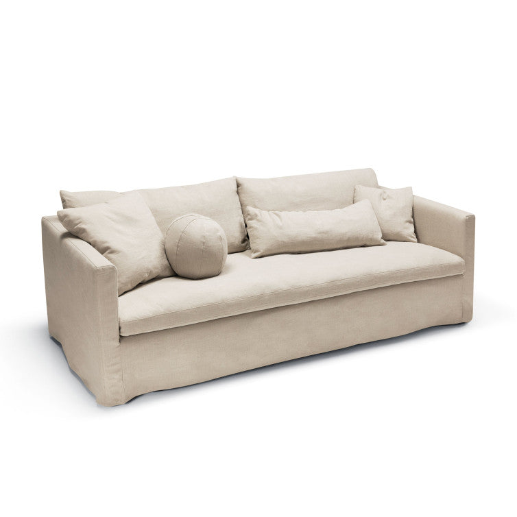 Canapé tissu naturel coton/lin Lill avec jupette – Natur n°1419CA – Canapé 3 places