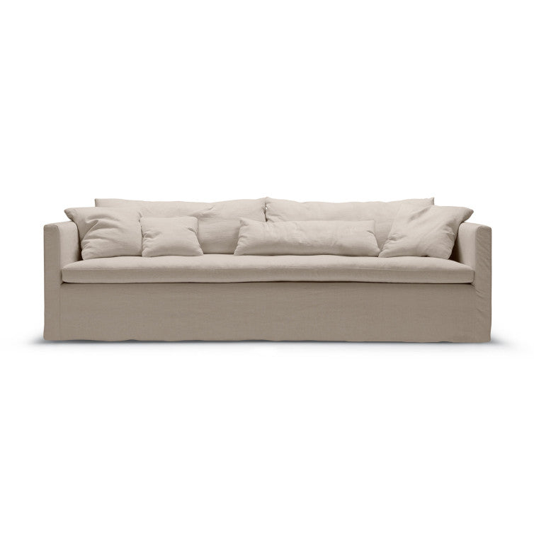 Canapé tissu naturel coton/lin Lill avec jupette – Light Beige n°3790CAL – Canapé 4 places