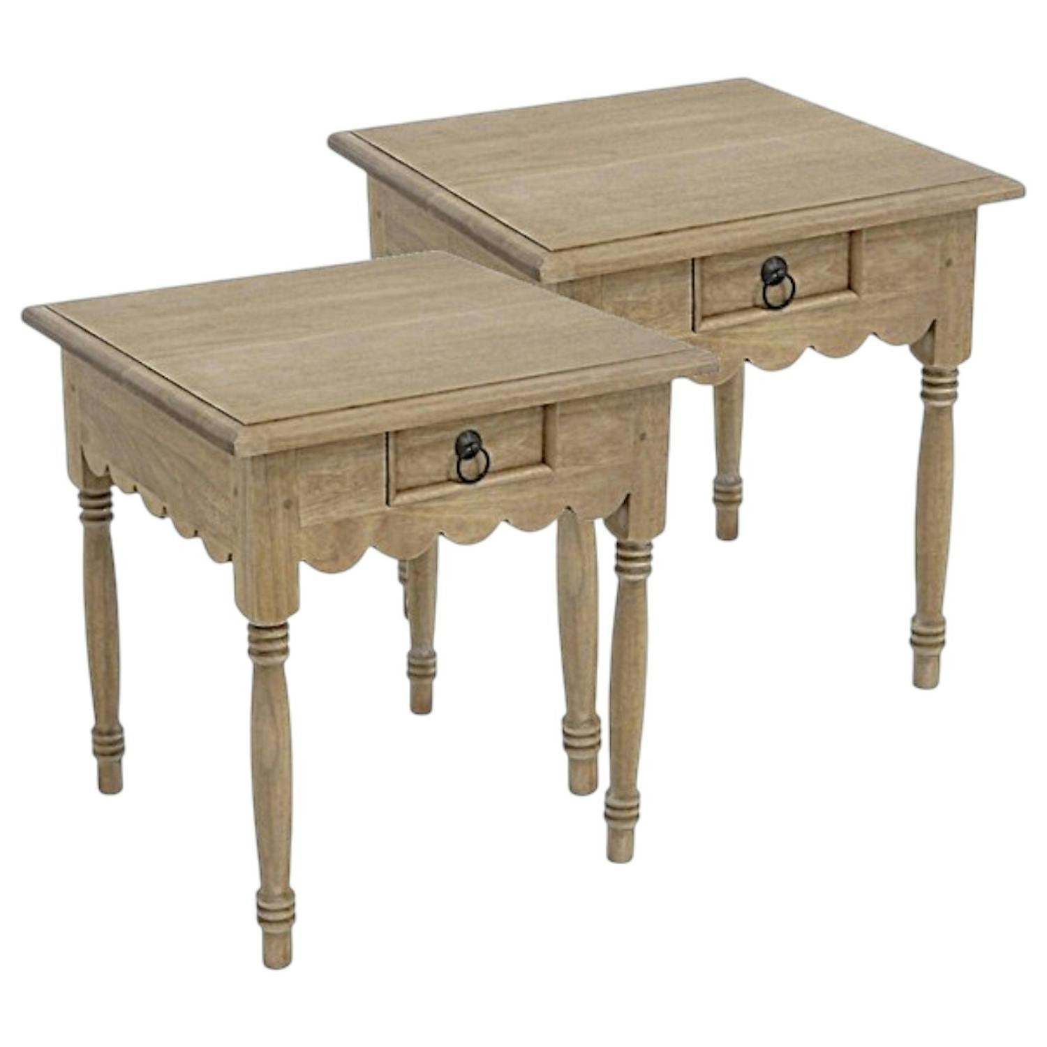 Bouts de canapé Lot de 2 Traditionnels en Bois Massif 50x50x55cm | LIGNART