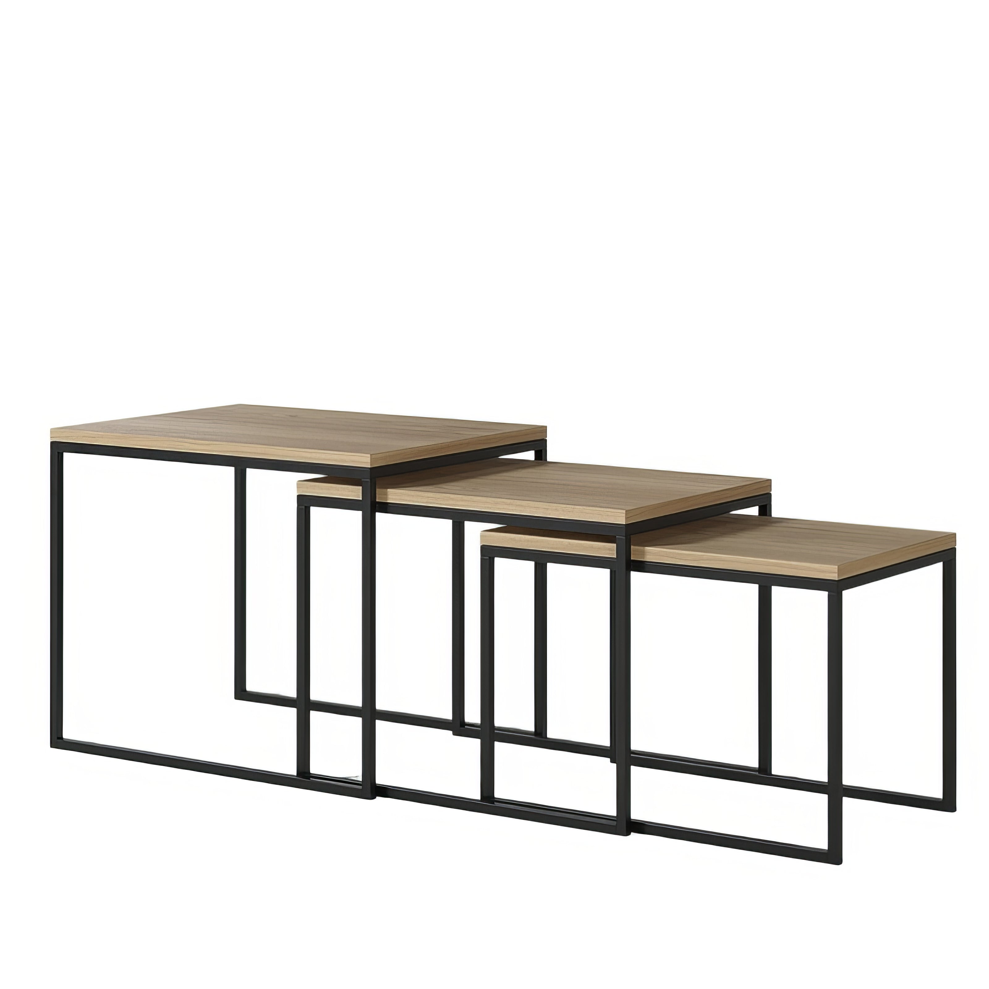 Set de Tables Gigognes Chêne et Métal Noir | Chêne LIGNART