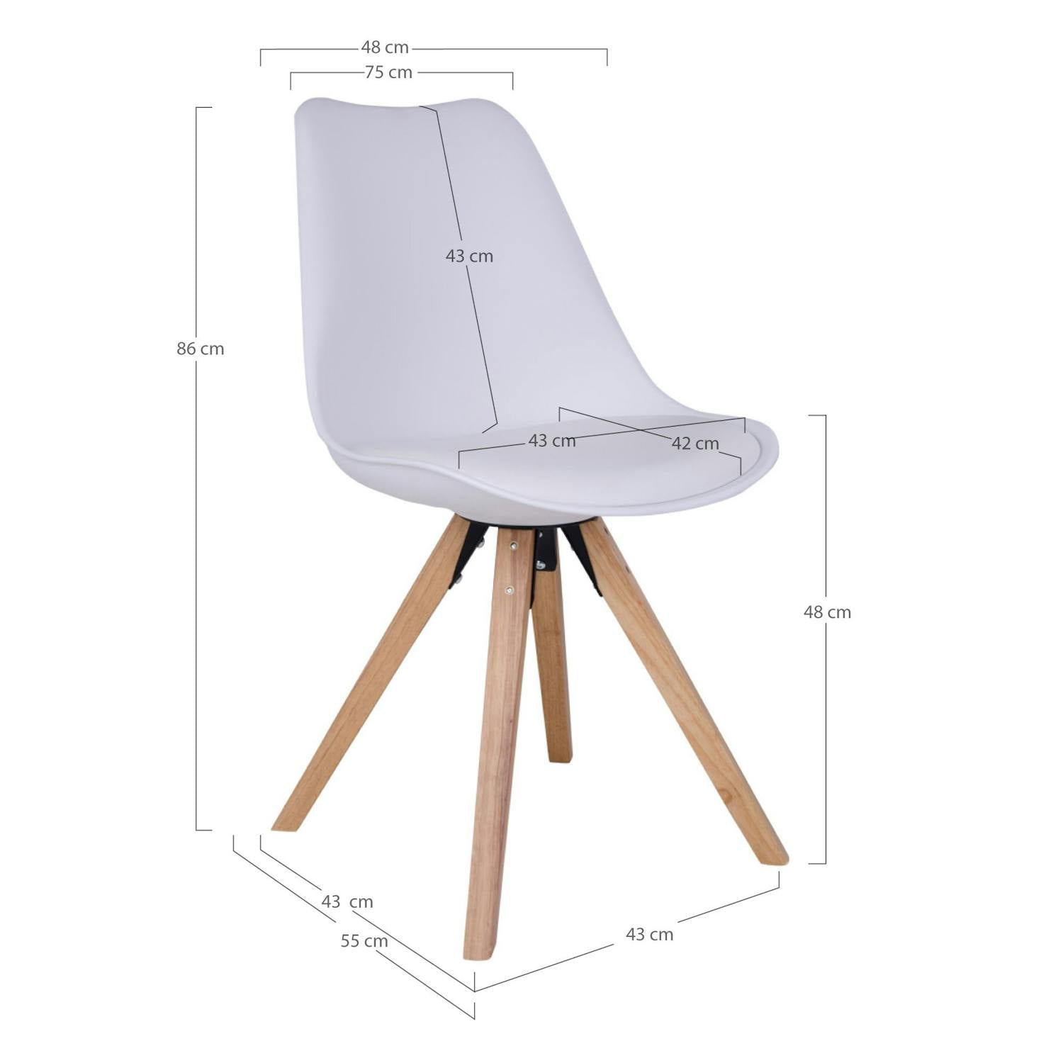 Chaise blanche scandinave pieds bois (lot de 2) LOTA