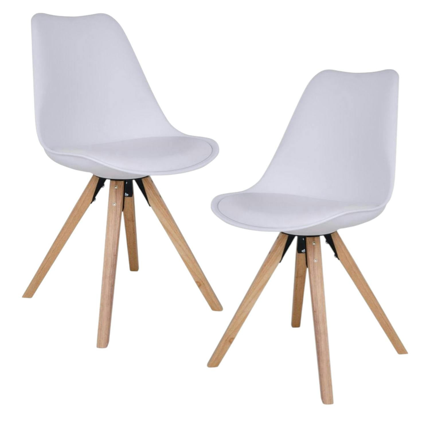 Chaise blanche scandinave pieds bois (lot de 2) LOTA