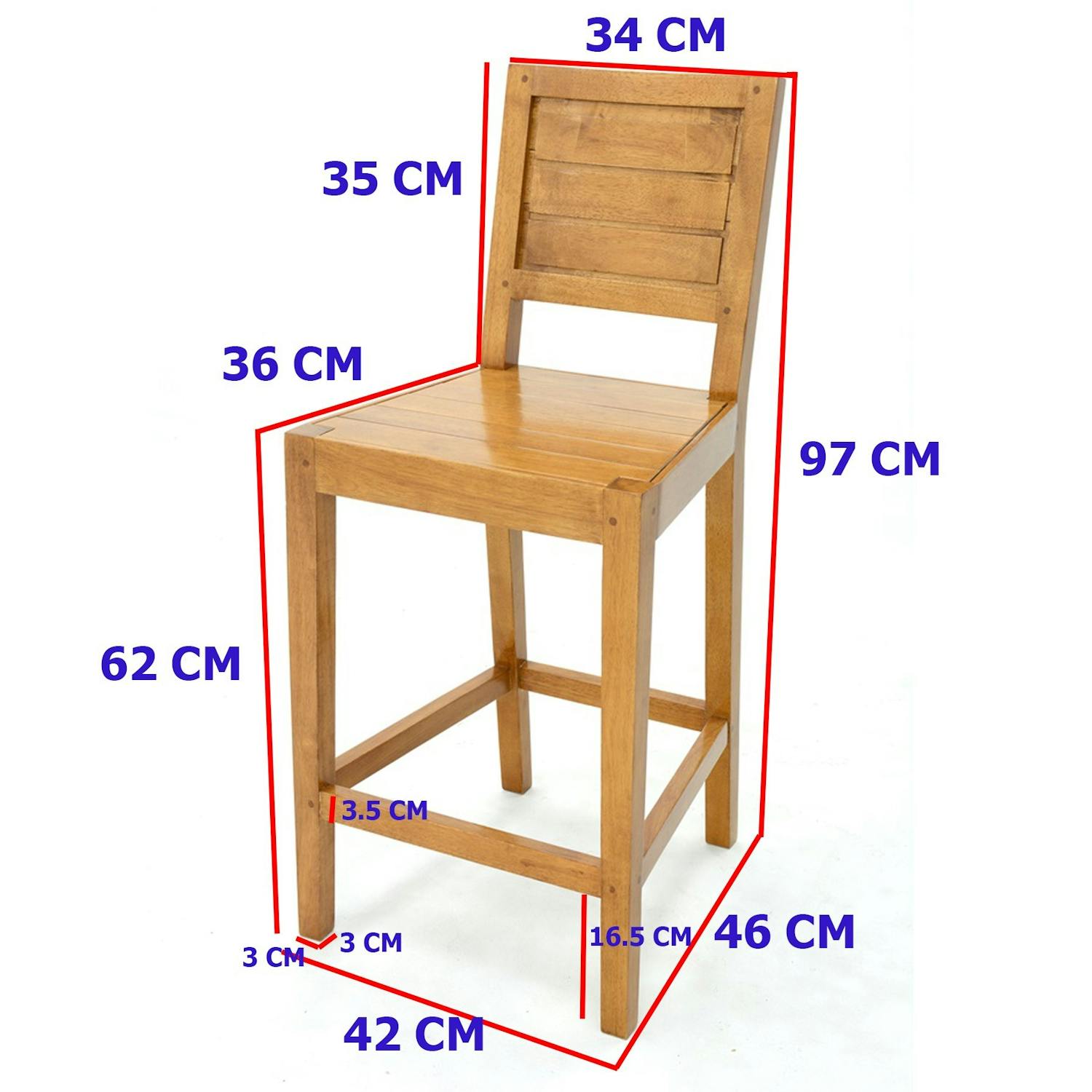 Chaise de bar Hévéa 42x46x97cm ATTAN