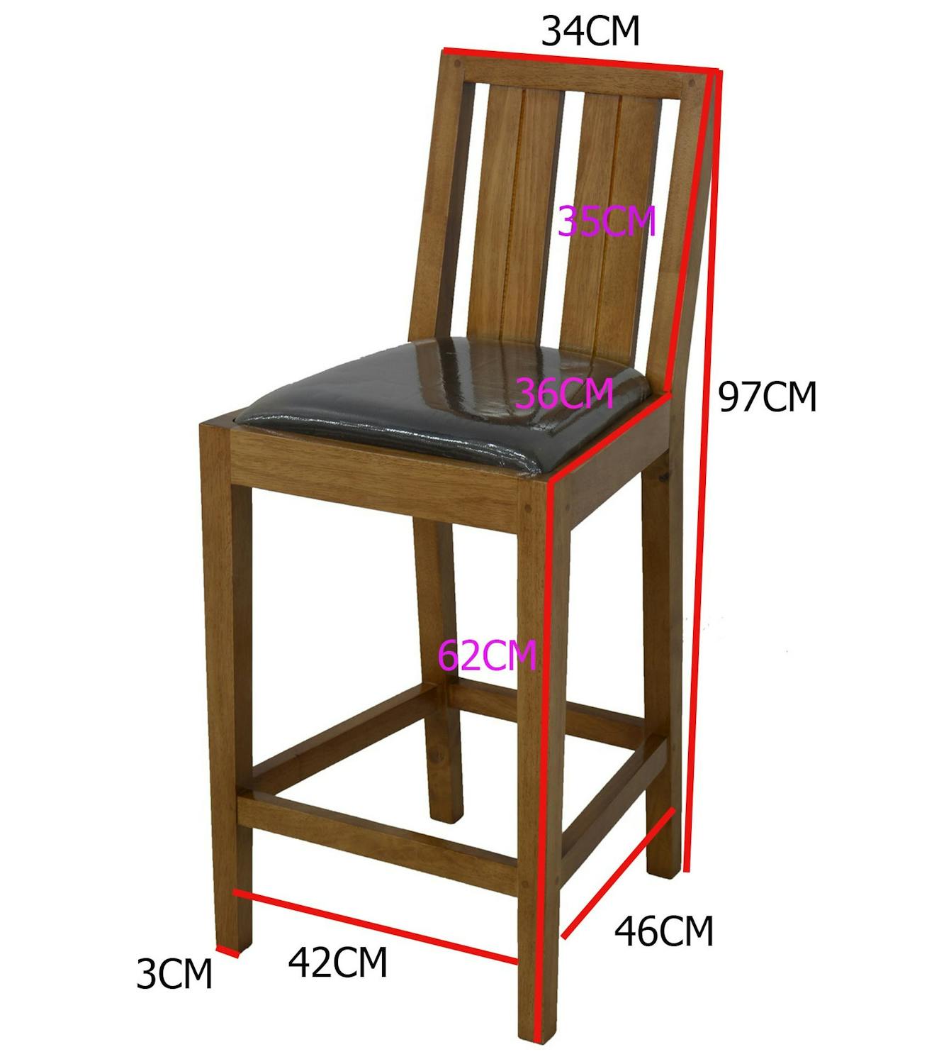 Chaise haute de bar en hévéa ATTAN