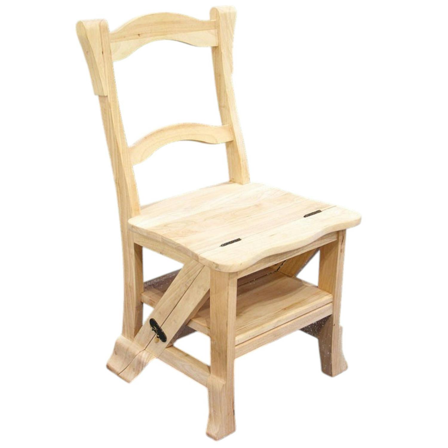 Chaise libraire escabeau bois hévéa massif TRADITION