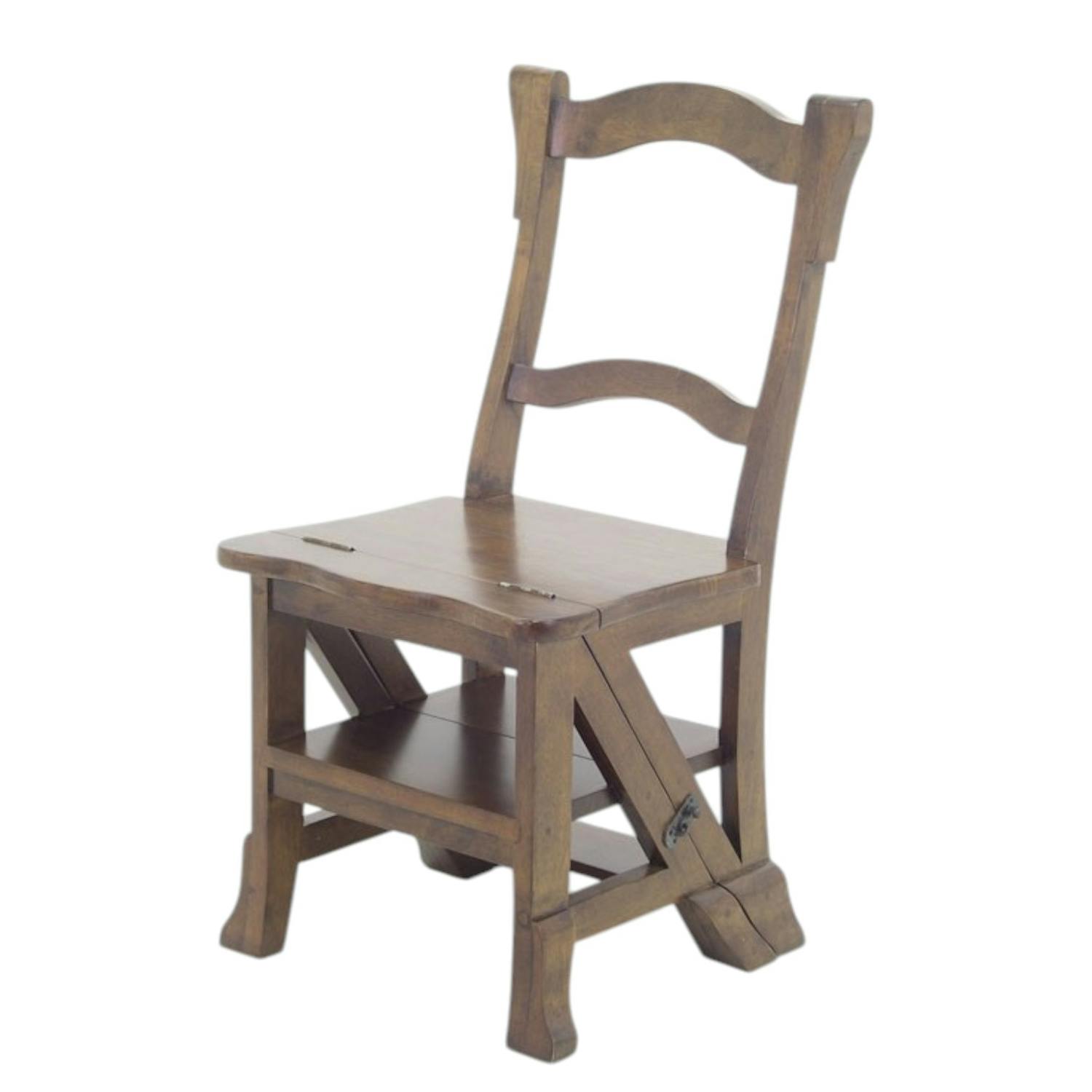 Chaise libraire escabeau bois hévéa massif TRADITION
