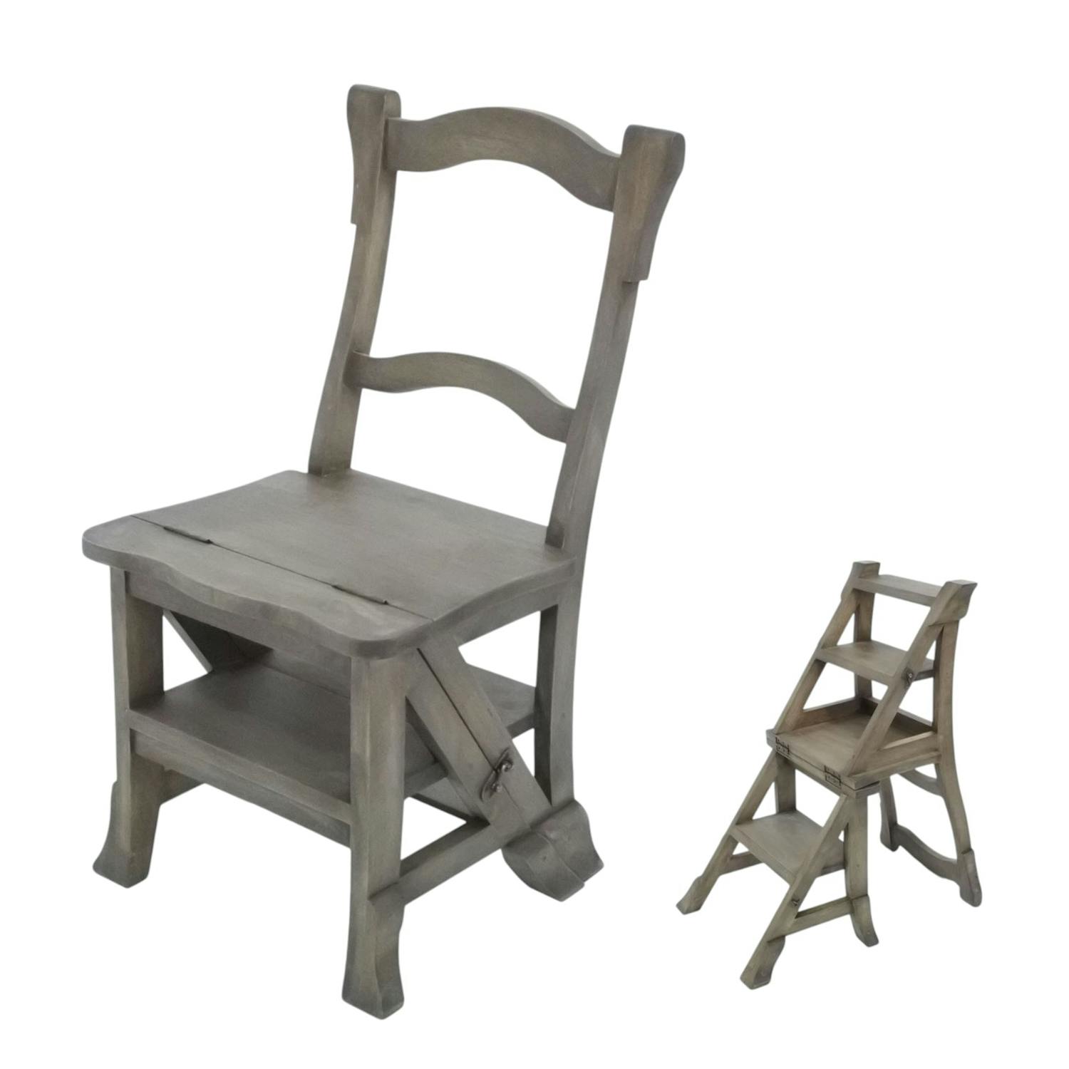 Chaise libraire escabeau bois hévéa massif TRADITION