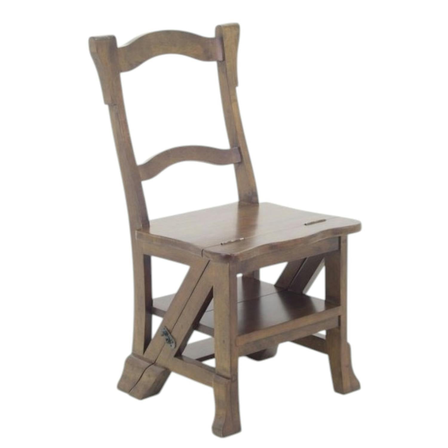 Chaise libraire escabeau bois hévéa massif TRADITION