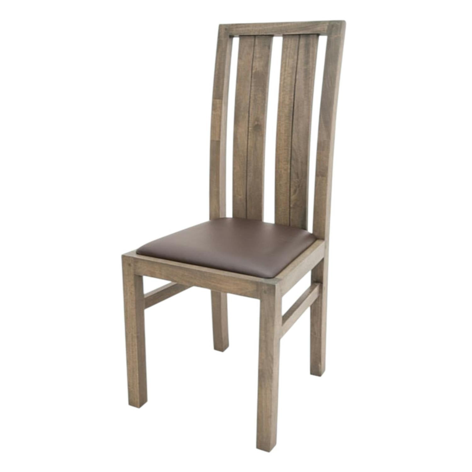Chaise moderne bois et assise marron ATTAN