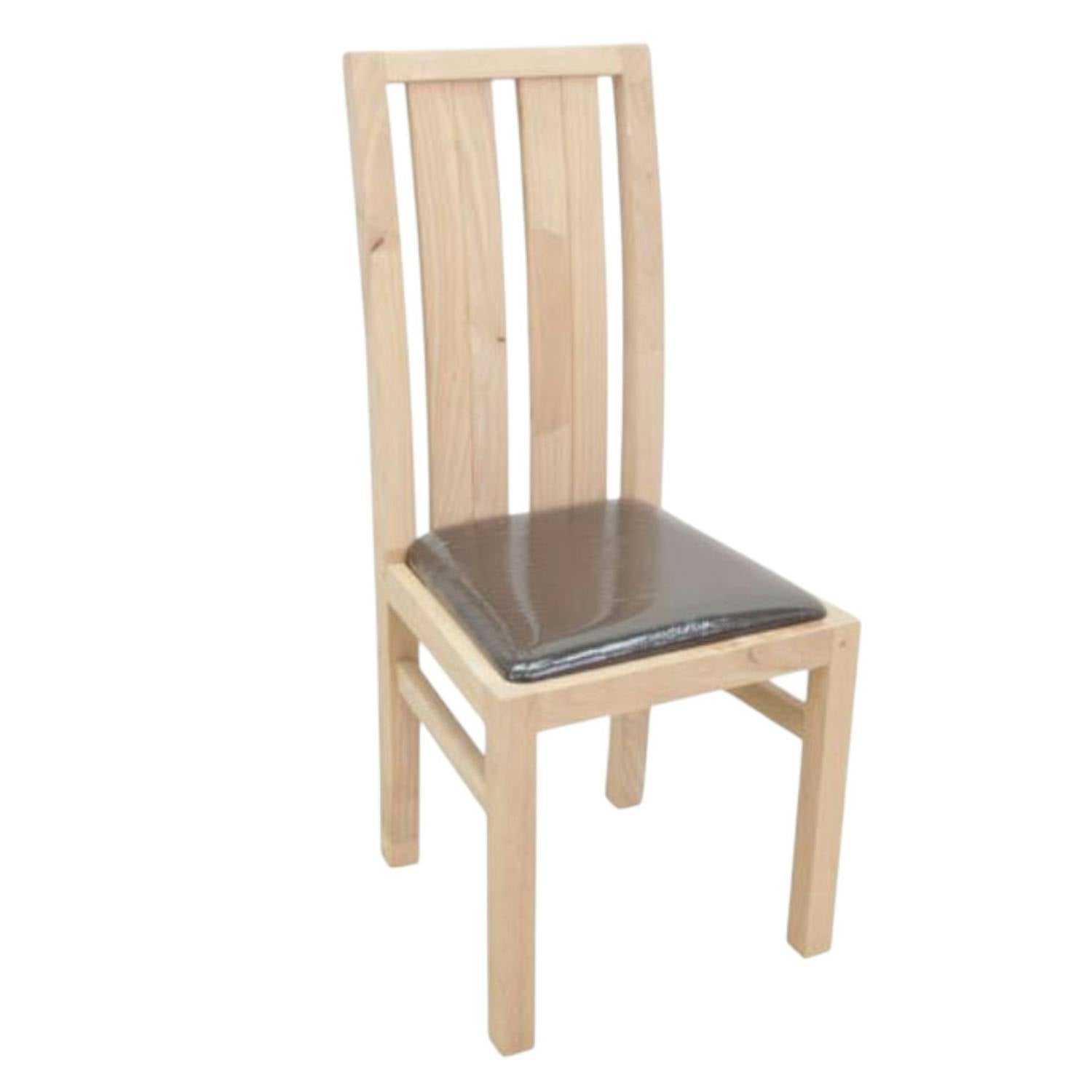 Chaise moderne bois et assise marron ATTAN