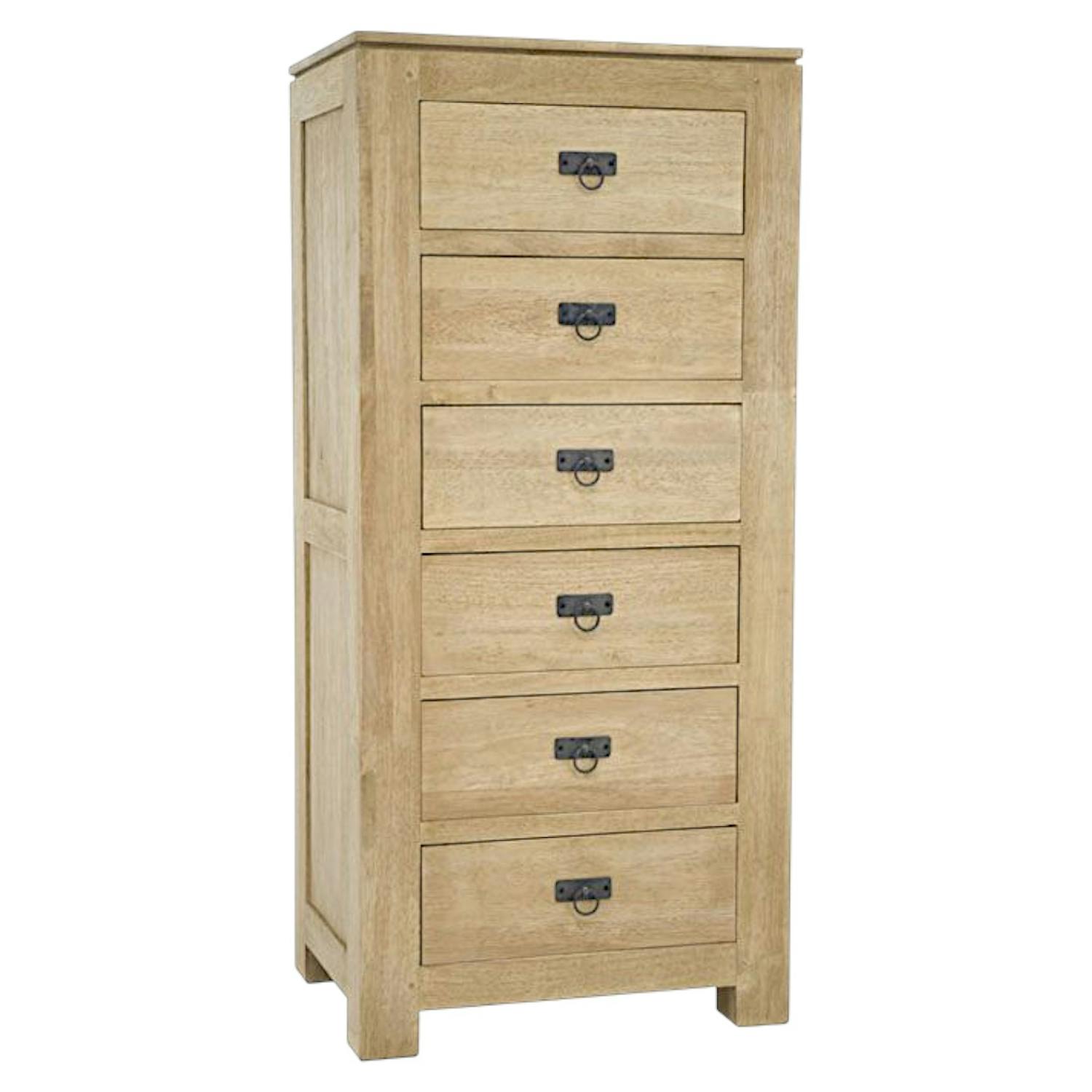 Chiffonnier 6 tiroirs bois massif hévéa HELENA