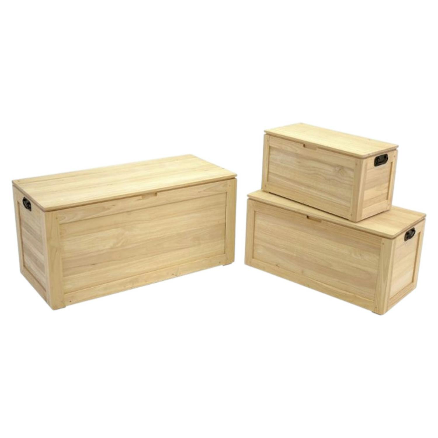 Coffres rectangles (lot de 3) bois massif hévéa HELENA
