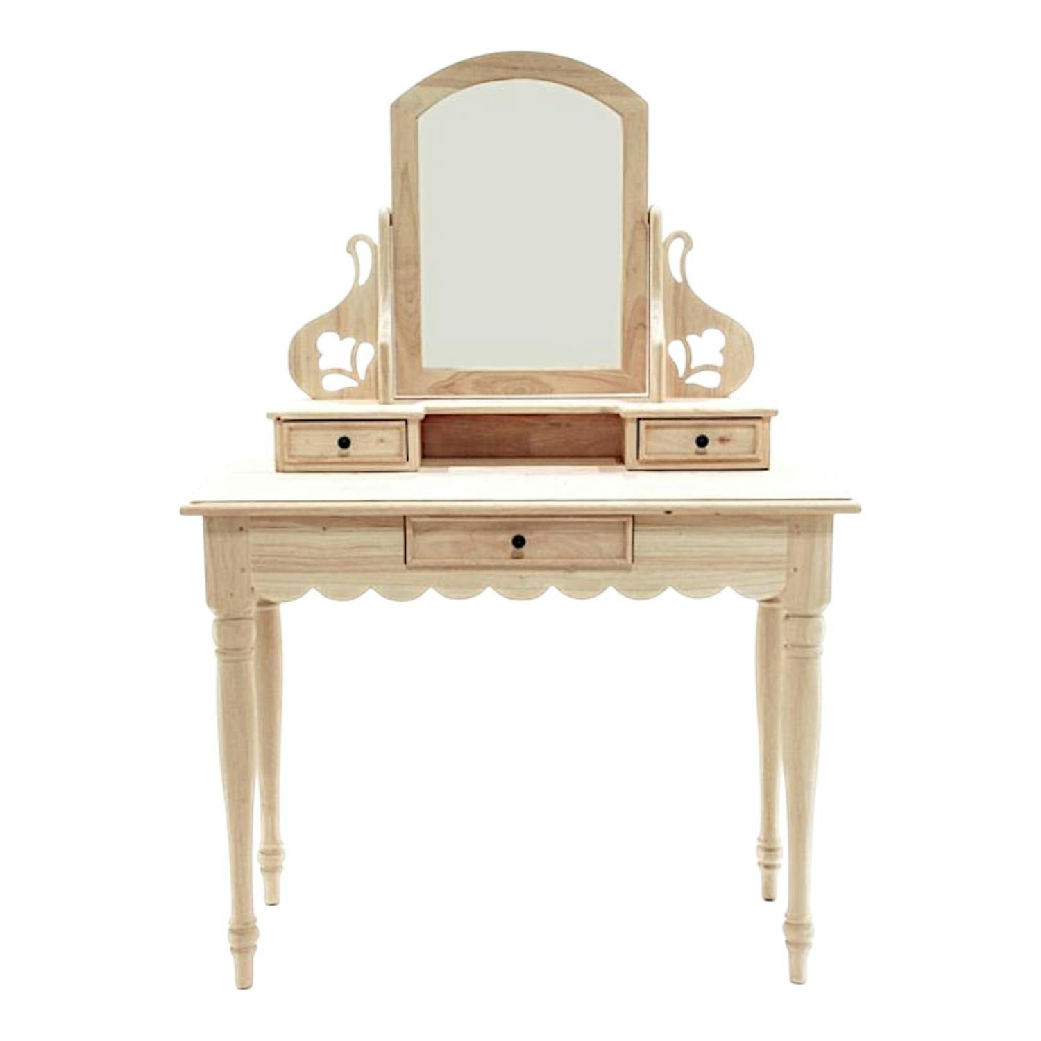 Coiffeuse avec miroir 3 tiroirs hévéa 100x45x143cm TRADITION