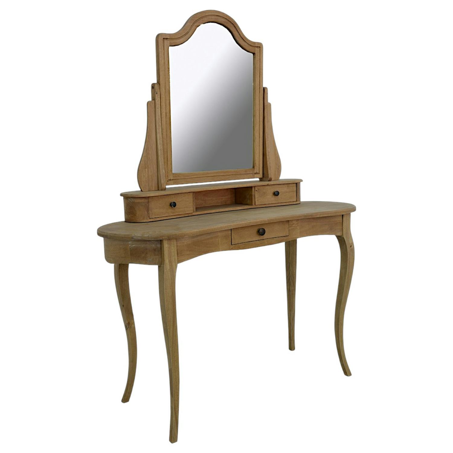 Coiffeuse miroir galbée hévéa 125x50x165cm TRADITION