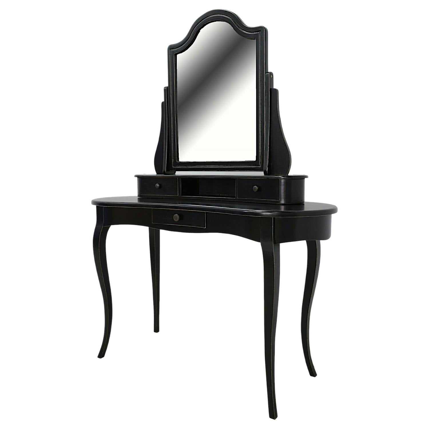 Coiffeuse miroir galbée hévéa 125x50x165cm TRADITION