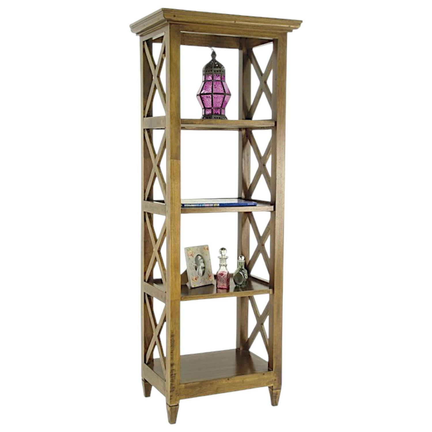 Colonne de rangement croisillons hévéa 60x40x160cm MAORI