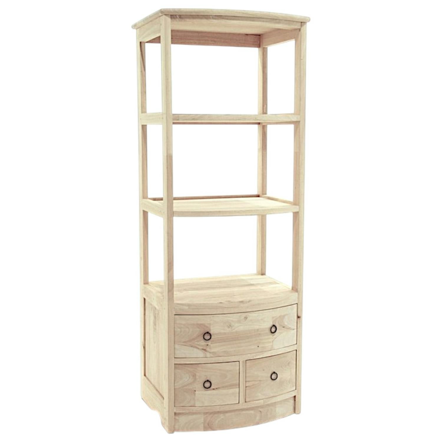 Colonne Etagère Vague Hévéa 3 tiroirs, 3 étagères 60x50x159cm TRADITION