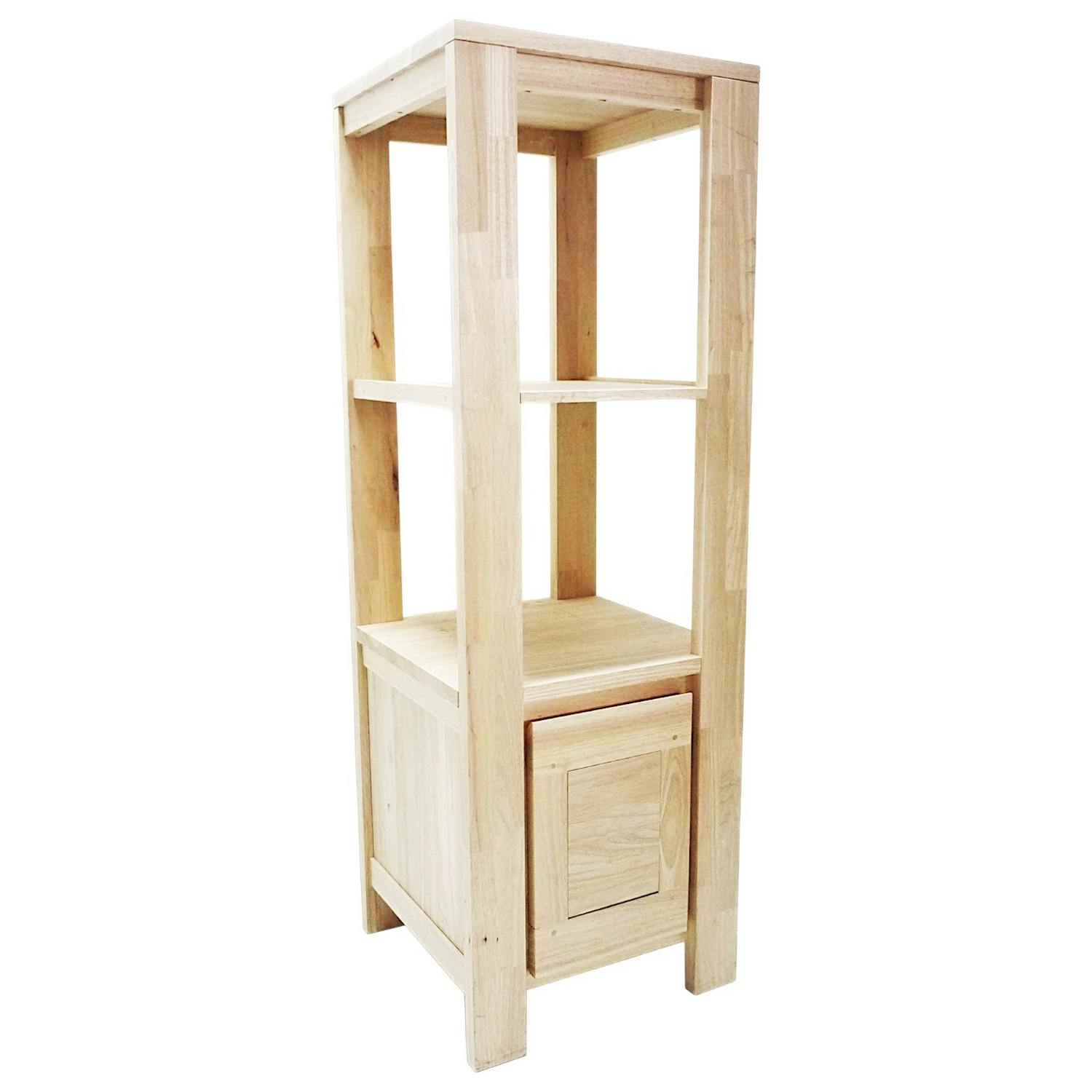 Colonne Hévéa 1 porte, 2 étagères 50x50x150cm OLGA
