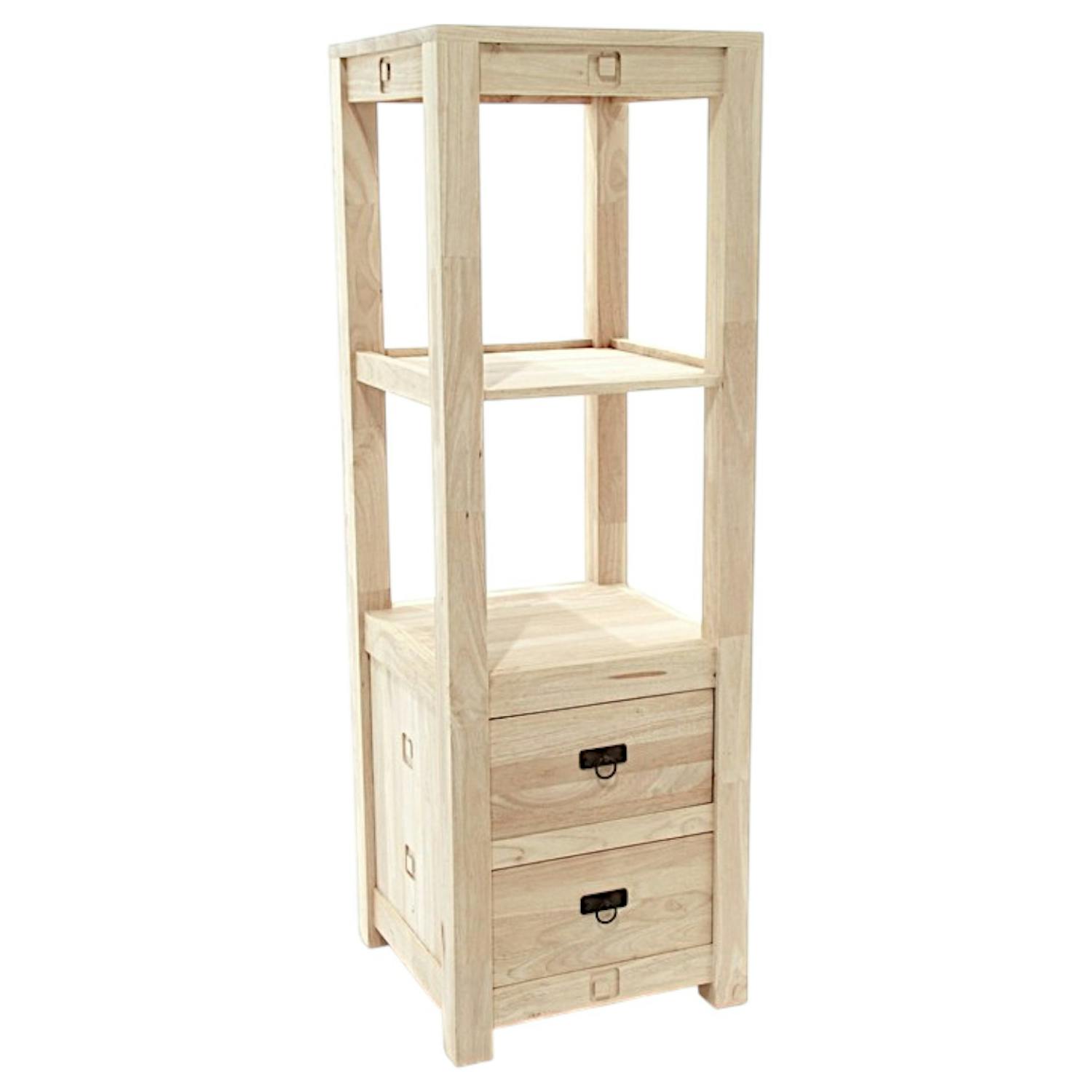 Colonne Hévéa 2 tiroirs, 2 étagères 50x50x151cm TESSA