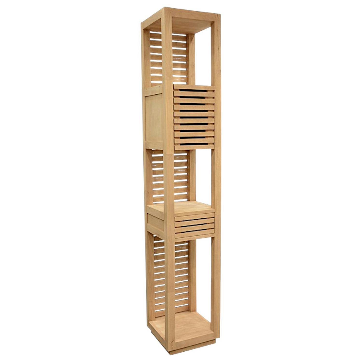 Colonne ouverte Hévéa 1 porte Persienne, 1 tiroir façade Persienne, 3 niches 35x35x195cm NEW ORLEANS