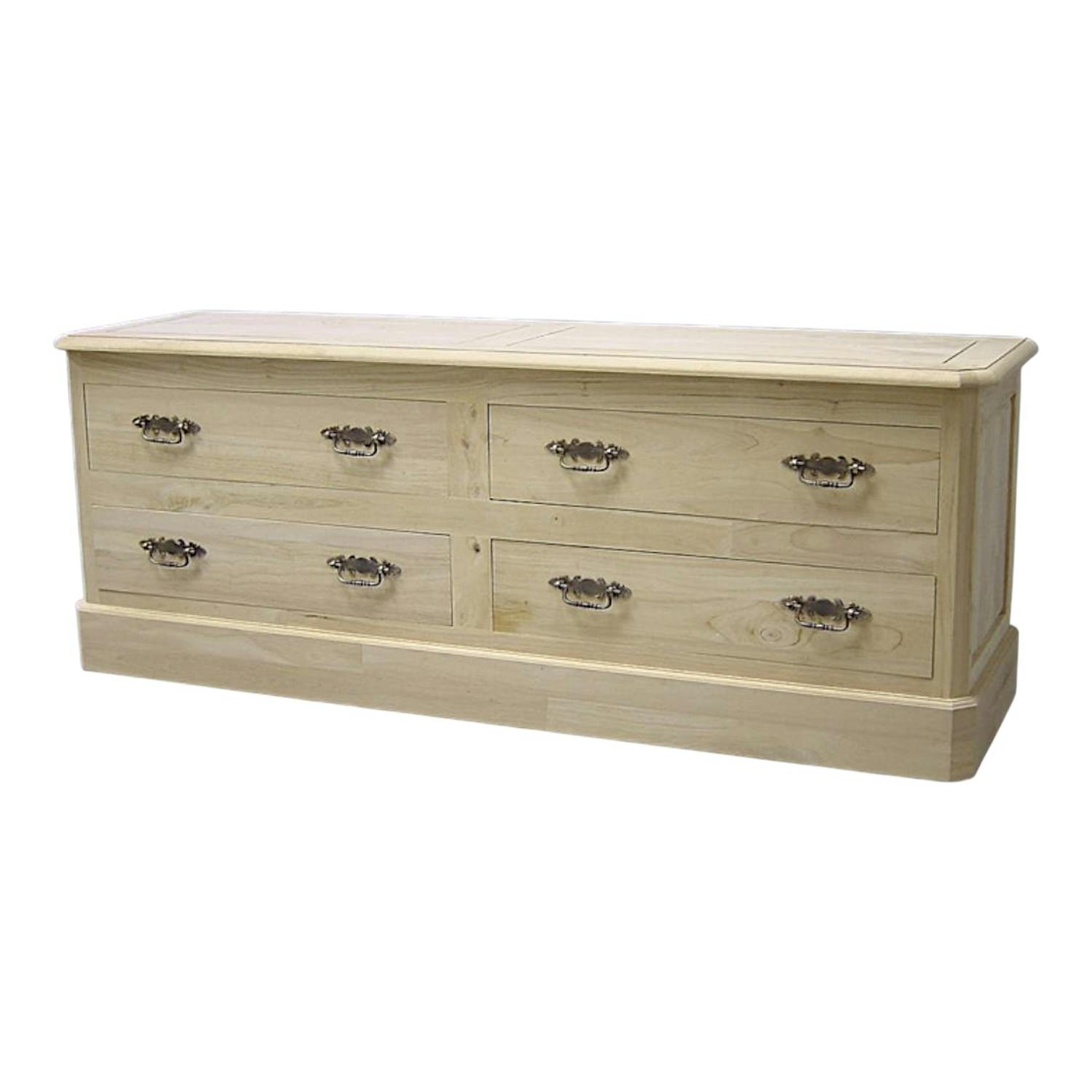 Commode 4 tiroirs hévéa 160x45x60cm TRADITION