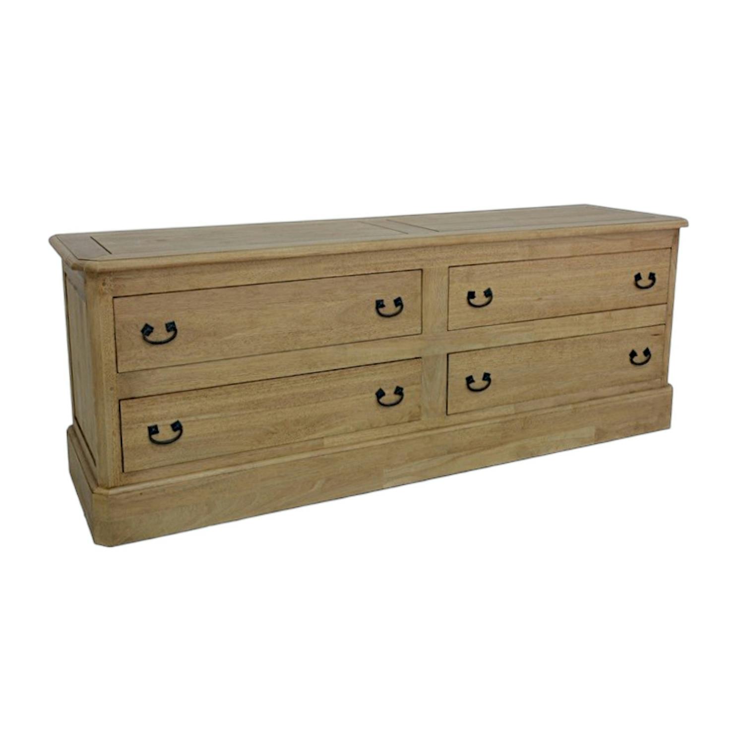 Commode 4 tiroirs hévéa 160x45x60cm TRADITION