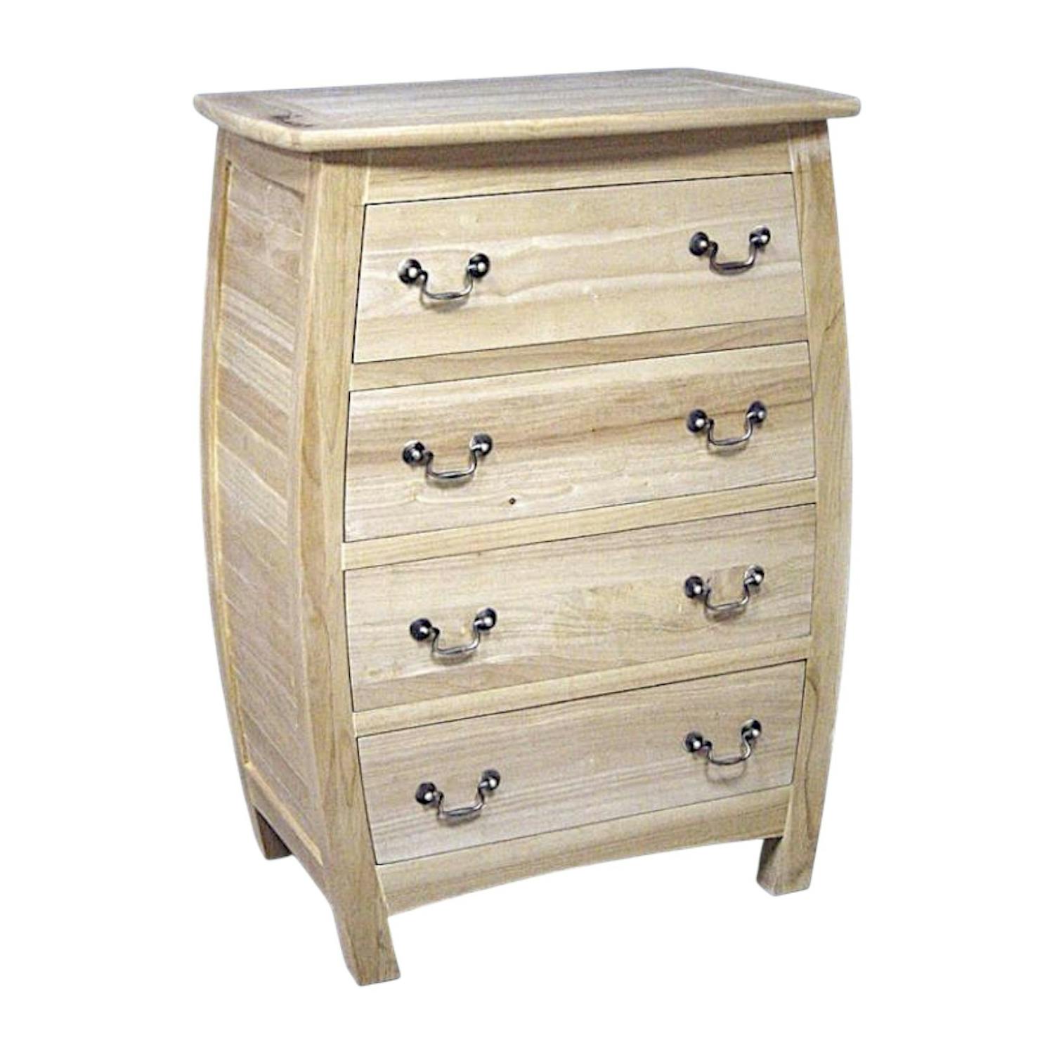 Commode arrondie 4 tiroirs hévéa TRADITION