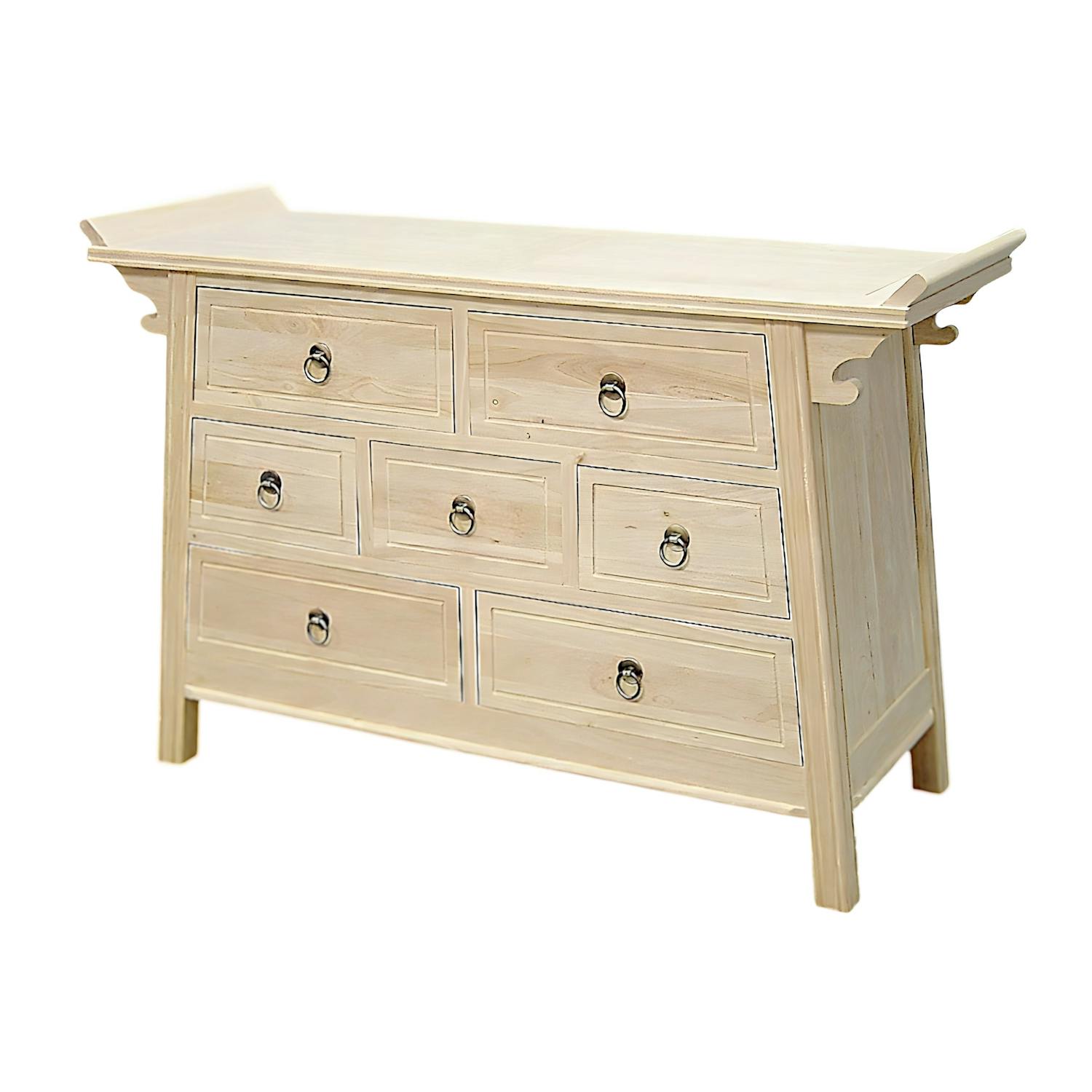 Commode / Buffet Chinois Hévéa 7 tiroirs 120x45x79cm MAORI