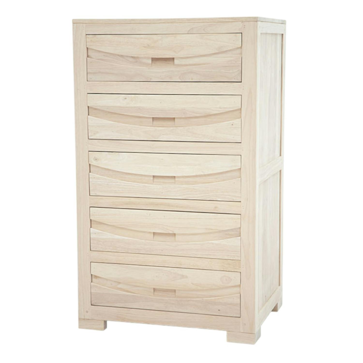 Commode Chiffonnier Hévéa 5 tiroirs 65x50x110cm NIAGARA