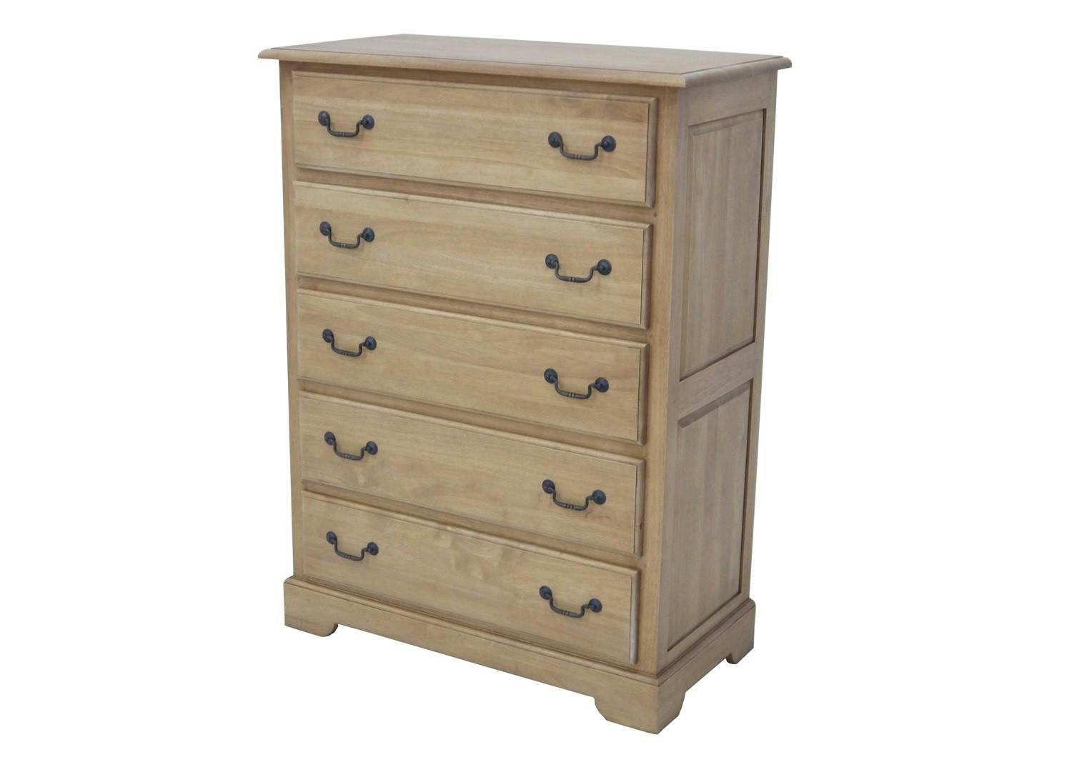 Commode / Chiffonnier Hévéa 5 tiroirs 89x46x117cm TRADITION