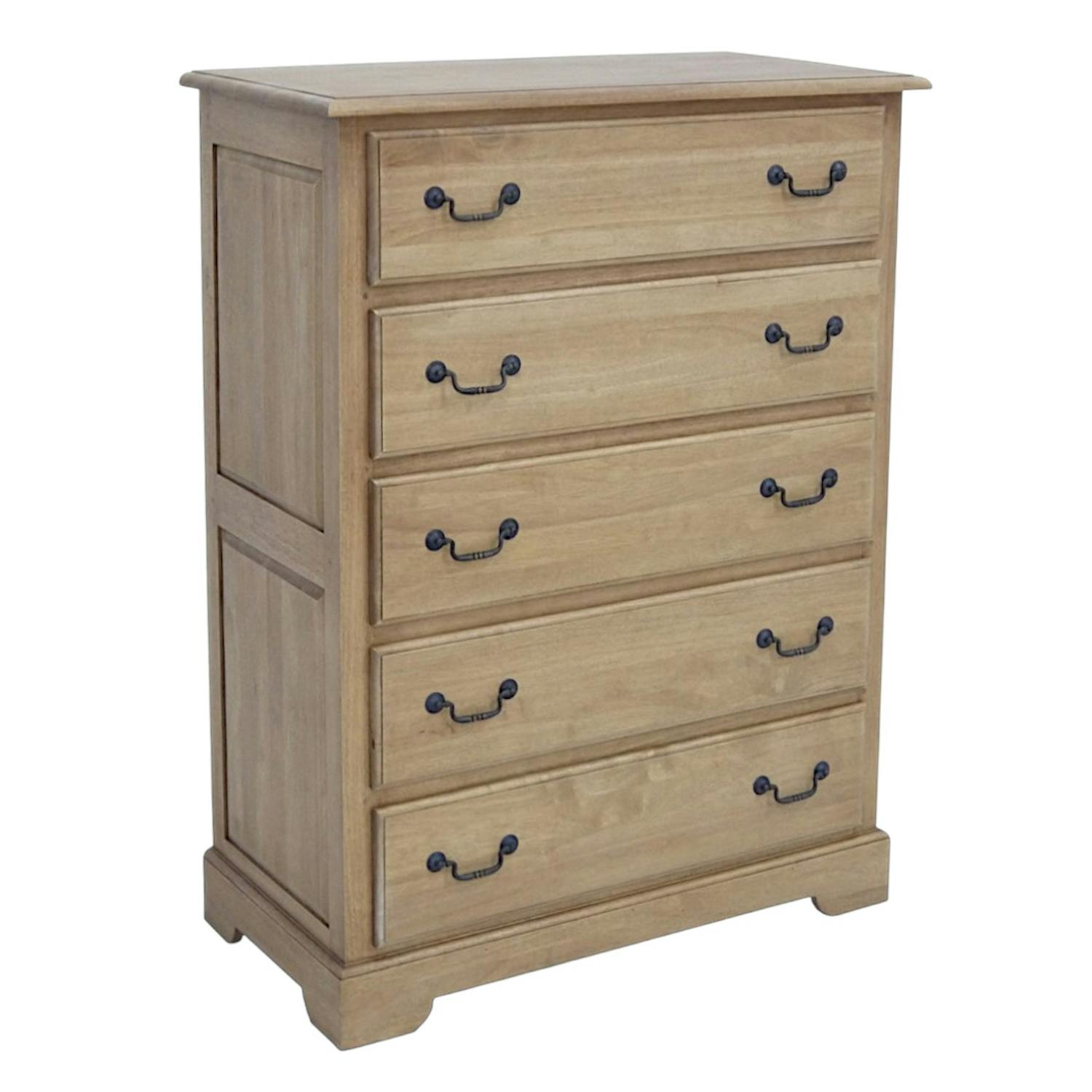Commode / Chiffonnier Hévéa 5 tiroirs 89x46x117cm TRADITION