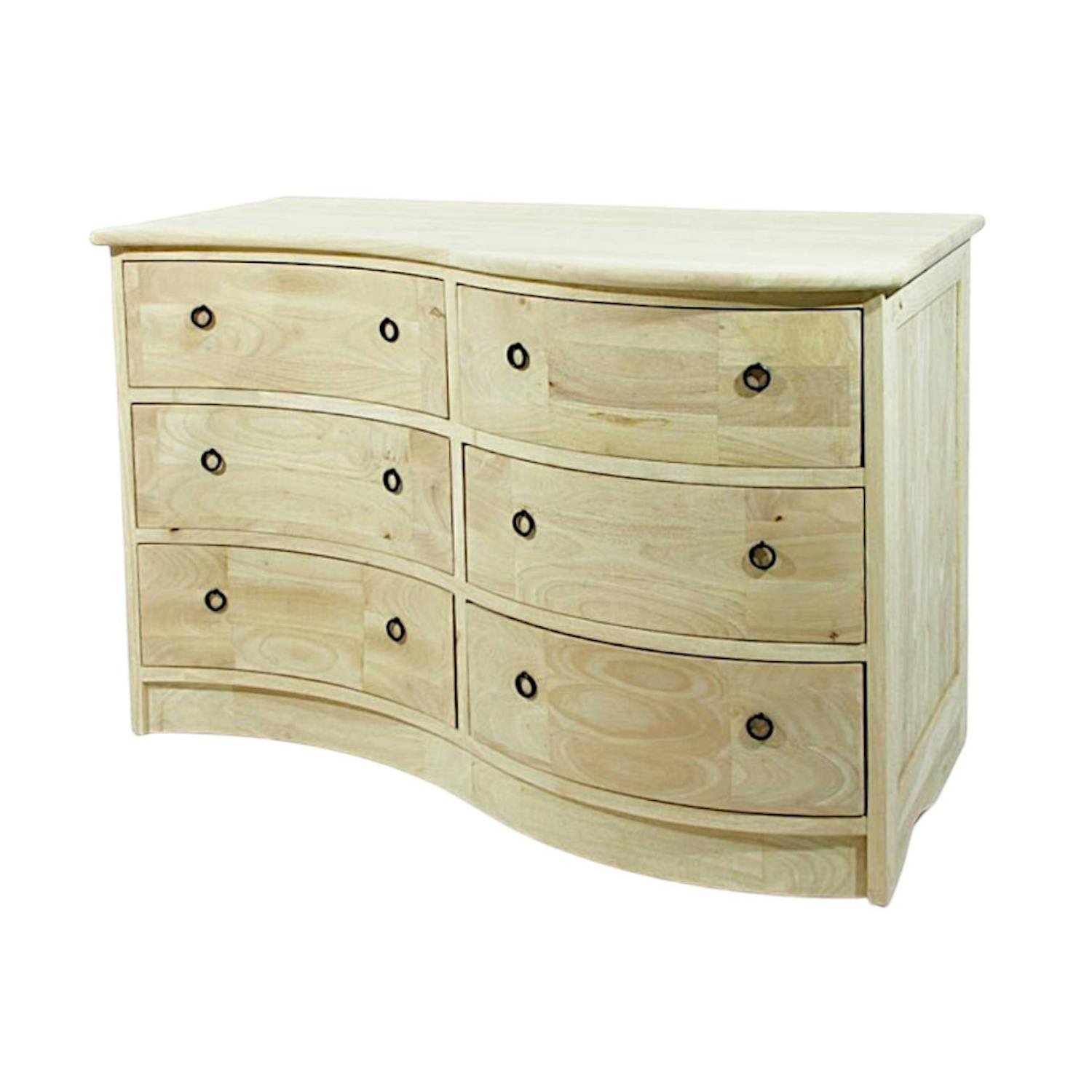 Commode exotique vague hévéa 6 tiroirs 110cm TRADITION