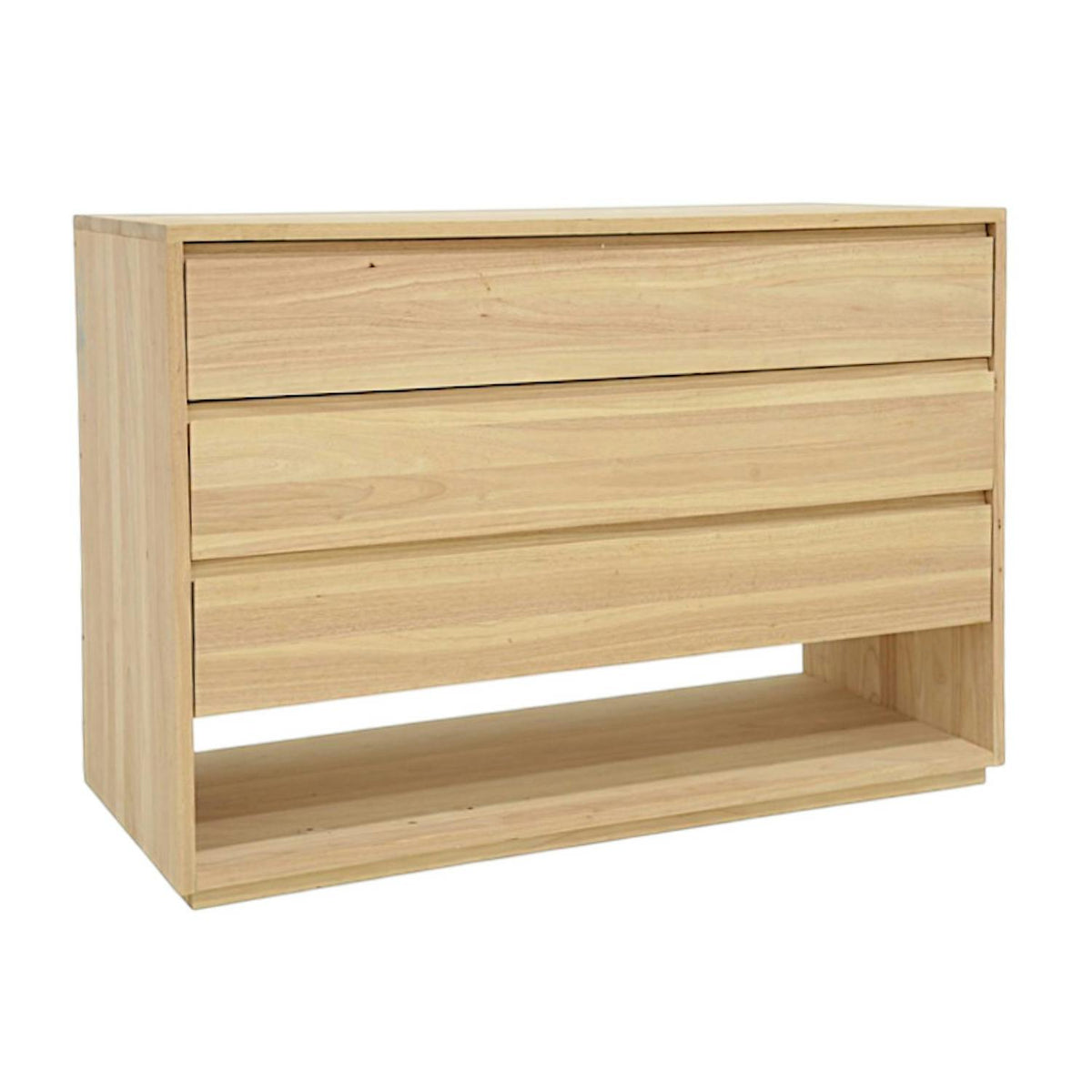 Commode Hévéa 3 tiroirs, 1 niche basse 120x50x86cm BALTIC