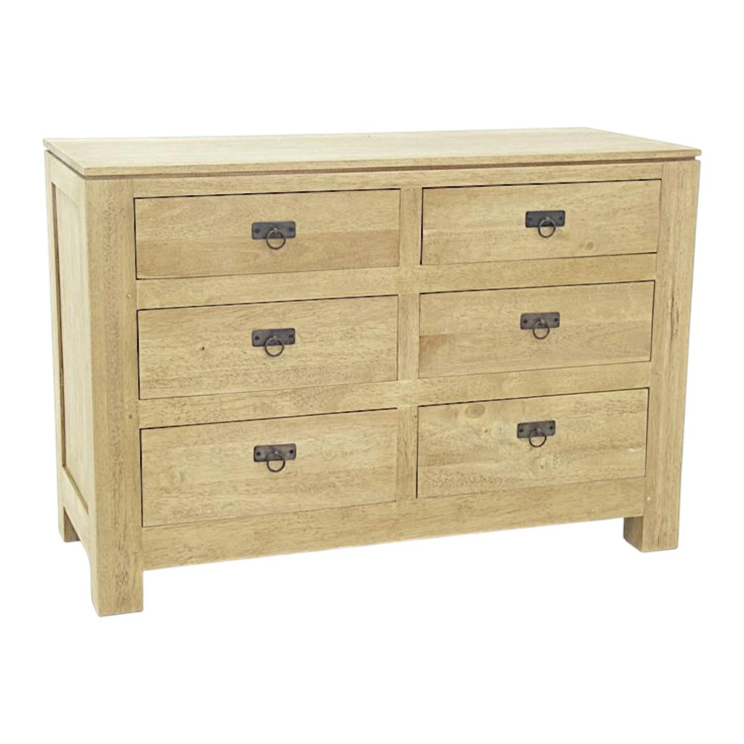 Commode Hévéa 6 tiroirs 115x48x80cm HELENA