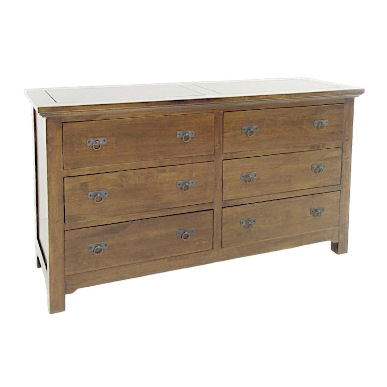 Commode Hévéa 6 tiroirs 150x50x85cm MAORI