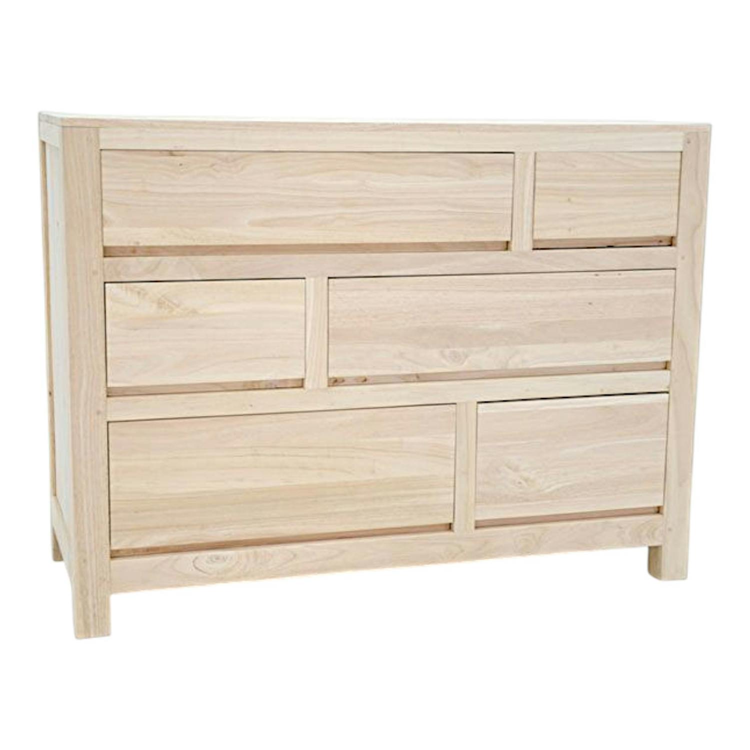 Commode moderne hévéa 6 tiroirs 120cm OLGA