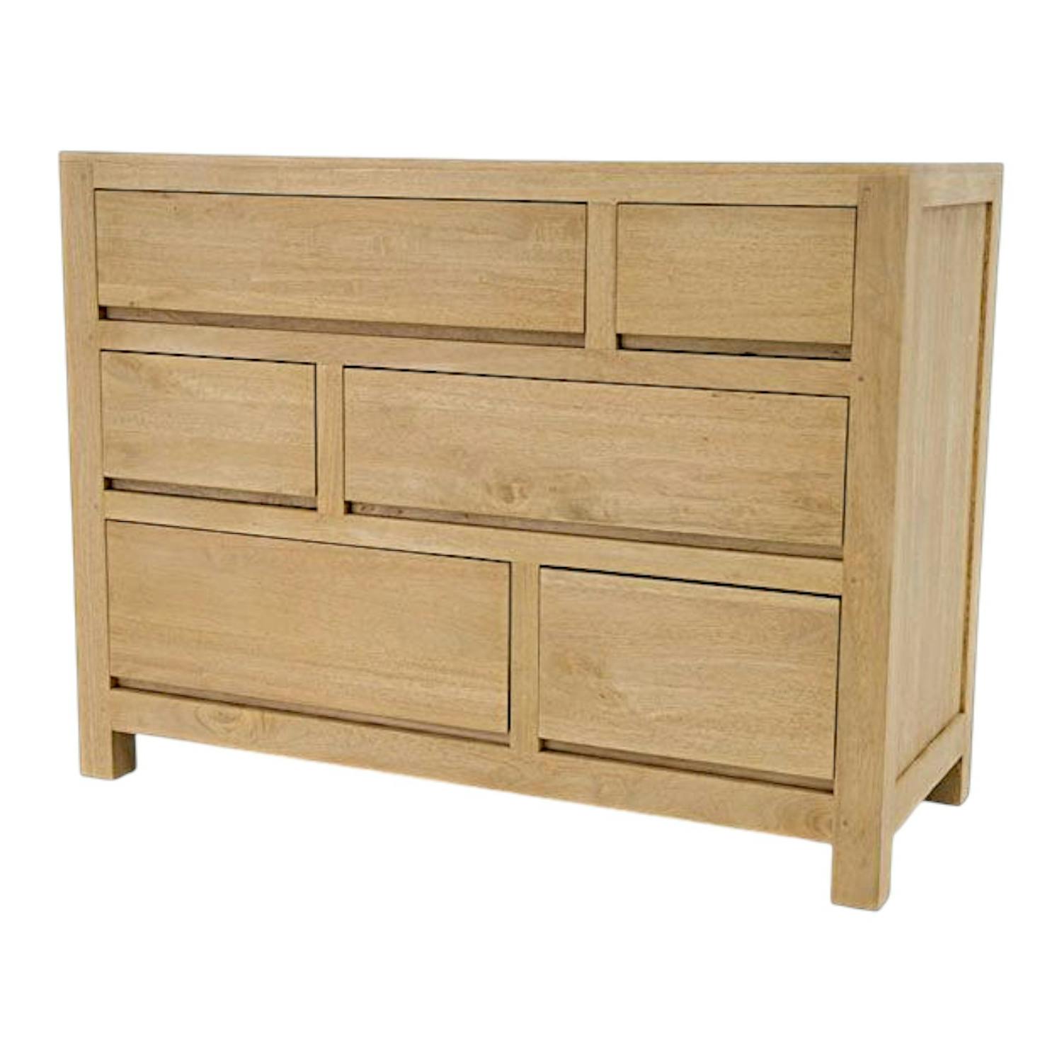 Commode moderne hévéa 6 tiroirs 120cm OLGA