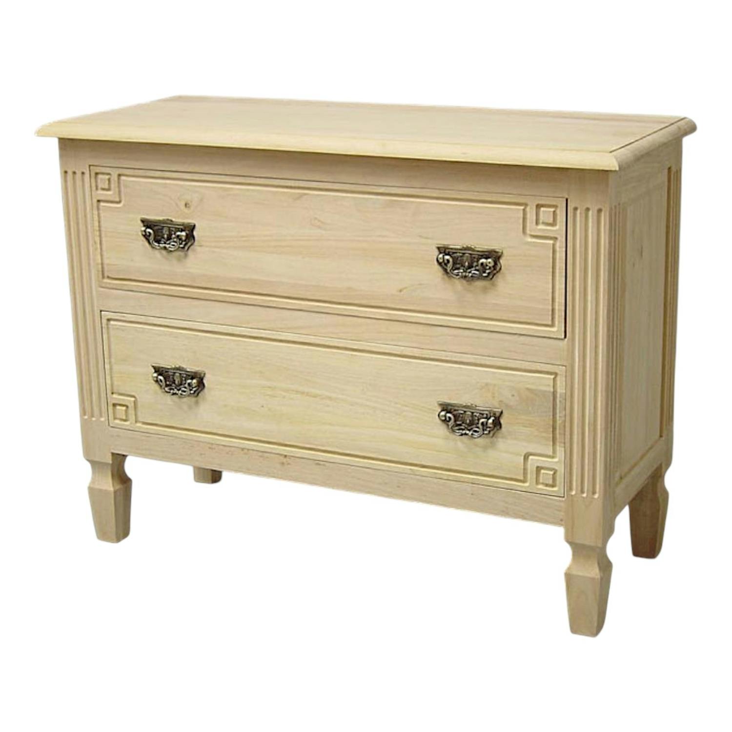 Commode sculté 2 tiroirs hévéa 100x40x75cm TRADITION