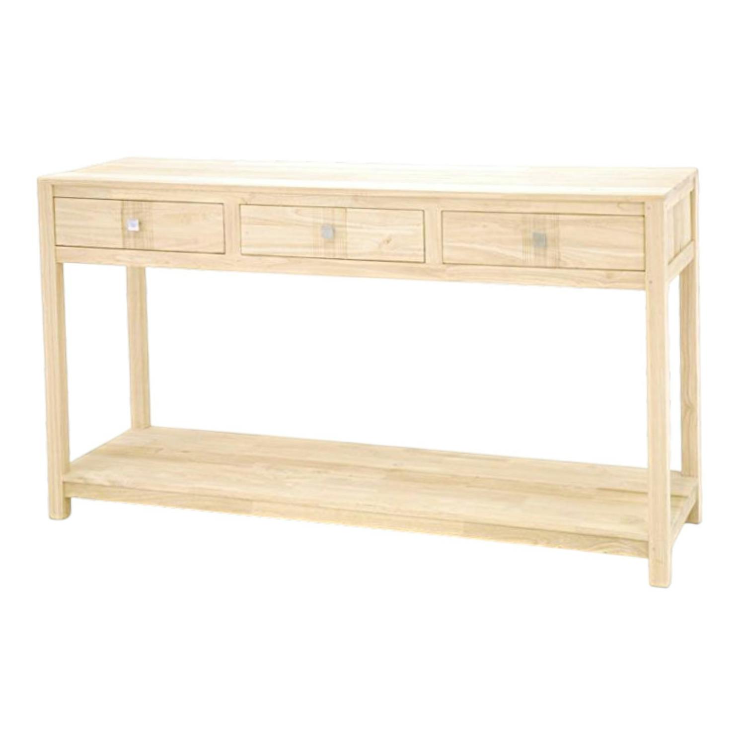 Console 3 tiroirs double plateau hévéa 150cm GALA