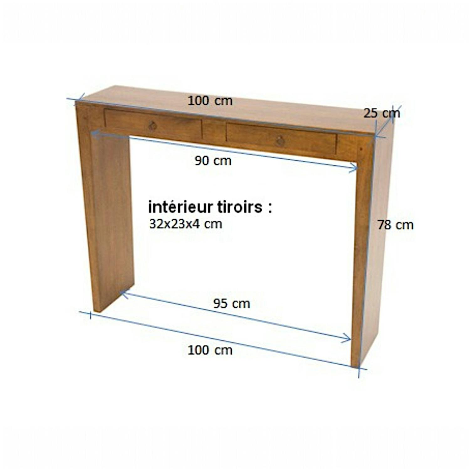 Console bois massif 2 tiroirs MAORI