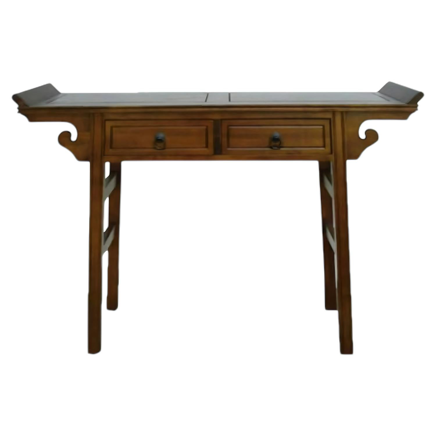 Console chinoise 2 tiroirs hévéa 125x38x89cm MAORI