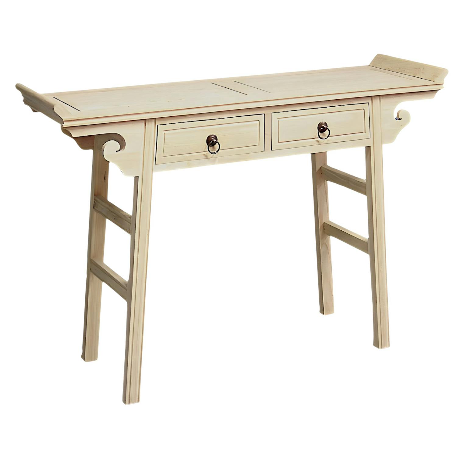 Console chinoise 2 tiroirs hévéa 125x38x89cm MAORI