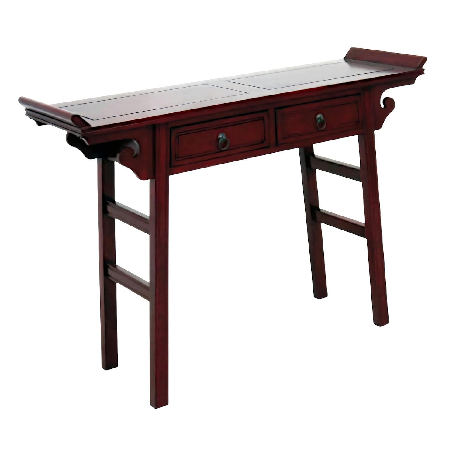 Console chinoise 2 tiroirs hévéa 125x38x89cm MAORI
